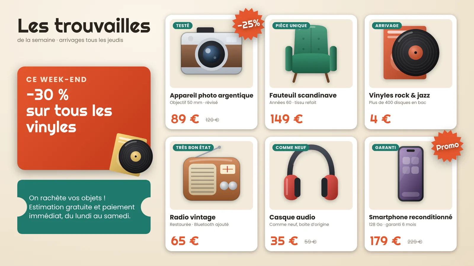 Modèle Occasion et dépôt-vente, format horizontal