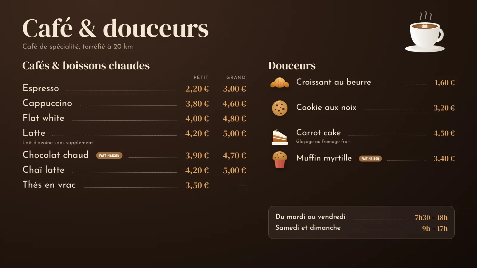 Modèle Café et salon de thé, écran horizontal