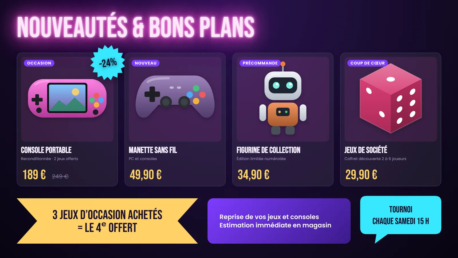 Modèle Jeux vidéo et pop culture, écran horizontal